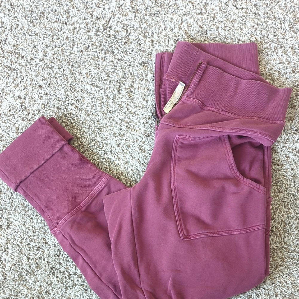 Free People Purple Track Pants with High Waistband